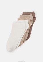 Z62T1118 Women Anna Field Soft Ribbed Sneaker Socks 5Pack Socks Beige