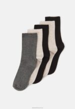 Z62T1120 Women Anna Field 5 Pack Socks Beige/Black/Grey