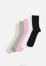 Z62T1127 Women Anna Field 5 Pack Socks Black/White/Grey