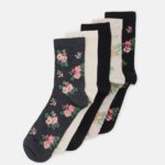 Z62T1129 Women Anna Field Socks Black/Beige
