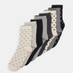 Z62T1139 Women Anna Field Heart Ankle 8 Pack Socks Black/Grey