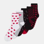 Z62T1140 Women Anna Field 5 Pack Socks Black/White