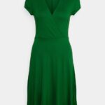 Z62T116 Women Anna Field Jersey Dress Dark Green