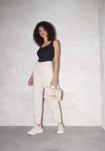Z62T1175 Women Anna Field Leather Trainers Beige - Image 5