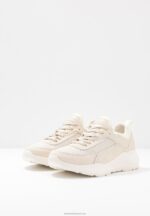 Z62T1175 Women Anna Field Leather Trainers Beige - Image 6