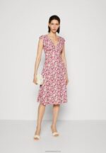 Z62T123 Women Anna Field Jersey Dress Brown/Beige/Pink - Image 2