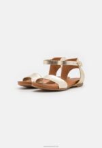 Z62T1244 Women Anna Field Leather Sandals Gold - Image 3