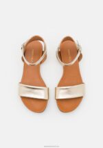 Z62T1244 Women Anna Field Leather Sandals Gold - Image 6