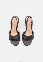 Z62T1265 Women Anna Field Leather High Heeled Sandals Black - Image 5