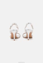 Z62T1270 Women Anna Field Leather Sandals Silver - Image 4