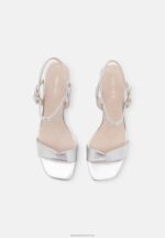 Z62T1270 Women Anna Field Leather Sandals Silver - Image 6