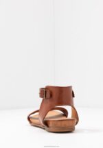 Z62T1278 Women Anna Field Leather Sandals Cognac - Image 6