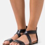 Z62T1280 Women Anna Field Leather Sandals Black