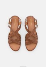 Z62T1284 Women Anna Field Leather Sandals Cognac - Image 6