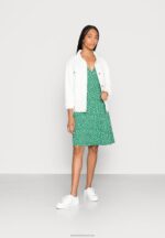 Z62T134 Women Anna Field Jersey Dress Green/White - Image 2