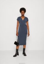 Z62T139 Women Anna Field Jersey Dress Dark Blue - Image 2