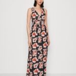 Z62T141 Women Anna Field Maxi Dress Black/Pink/Multicoloured