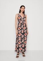 Z62T141 Women Anna Field Maxi Dress Black/Pink/Multicoloured