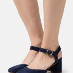Z62T1612 Women Anna Field Leather Classic Heels Dark Blue