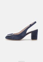 Z62T1618 Women Anna Field Leather Classic Heels Dark Blue - Image 2