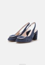 Z62T1618 Women Anna Field Leather Classic Heels Dark Blue - Image 3