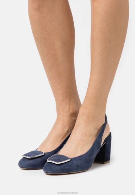 Z62T1618 Women Anna Field Leather Classic Heels Dark Blue
