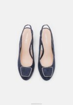 Z62T1618 Women Anna Field Leather Classic Heels Dark Blue - Image 6