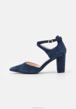 Z62T1624 Women Anna Field Leather High Heels Dark Blue - Image 2
