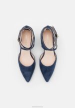 Z62T1624 Women Anna Field Leather High Heels Dark Blue - Image 6