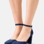 Z62T1633 Women Anna Field Leather Classic Heels Dark Blue