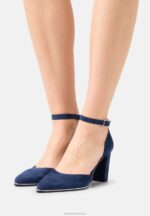 Z62T1633 Women Anna Field Leather Classic Heels Dark Blue