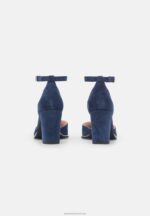 Z62T1633 Women Anna Field Leather Classic Heels Dark Blue - Image 4