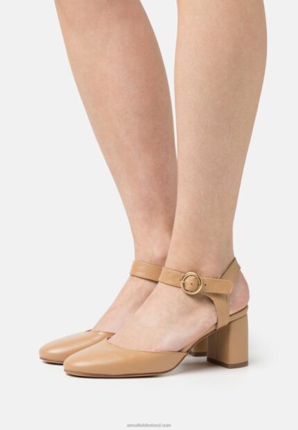Z62T1634 Women Anna Field Leather Classic Heels Light Brown