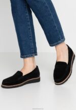 Z62T1787 Women Anna Field Comfort Leather Slip-Ons Black