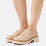 Z62T1807 Women Anna Field Leather Slip-Ons Beige