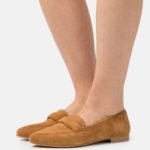 Z62T1819 Women Anna Field Leather Slip-Ons Cognac