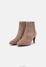 Z62T1898 Women Anna Field Leather Ankle Boots Taupe - Image 3