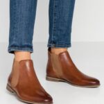 Z62T1905 Women Anna Field Leather Ankle Boots Cognac