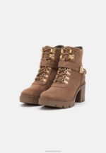 Z62T1907 Women Anna Field Lace-Up Ankle Boots Taupe - Image 3