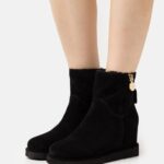 Z62T1911 Women Anna Field Leather Winter Boot Ankle Boots Black