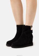 Z62T1911 Women Anna Field Leather Winter Boot Ankle Boots Black