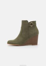 Z62T1913 Women Anna Field Wedge Ankle Boots Khaki - Image 2