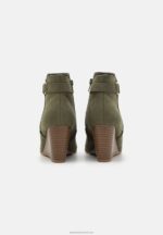 Z62T1913 Women Anna Field Wedge Ankle Boots Khaki - Image 4