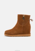 Z62T1916 Women Anna Field Leather Winter Boot Ankle Boots Cognac - Image 2