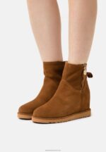 Z62T1916 Women Anna Field Leather Winter Boot Ankle Boots Cognac