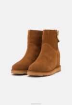 Z62T1916 Women Anna Field Leather Winter Boot Ankle Boots Cognac - Image 3