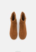 Z62T1916 Women Anna Field Leather Winter Boot Ankle Boots Cognac - Image 6