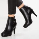 Z62T1918 Women Anna Field High Heeled Ankle Boots Black