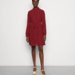Z62T1 Women Anna Field Day Dress Dark Red