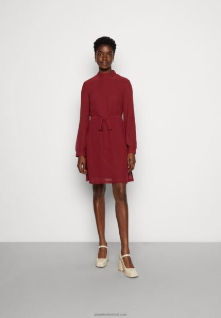 Z62T1 Women Anna Field Day Dress Dark Red